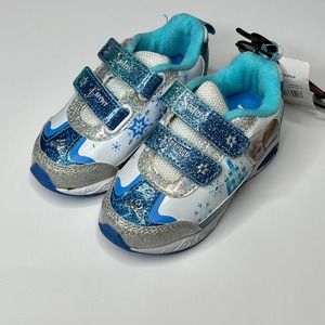 Frozen Shoes Anna Elsa Blue White Velcro New 7